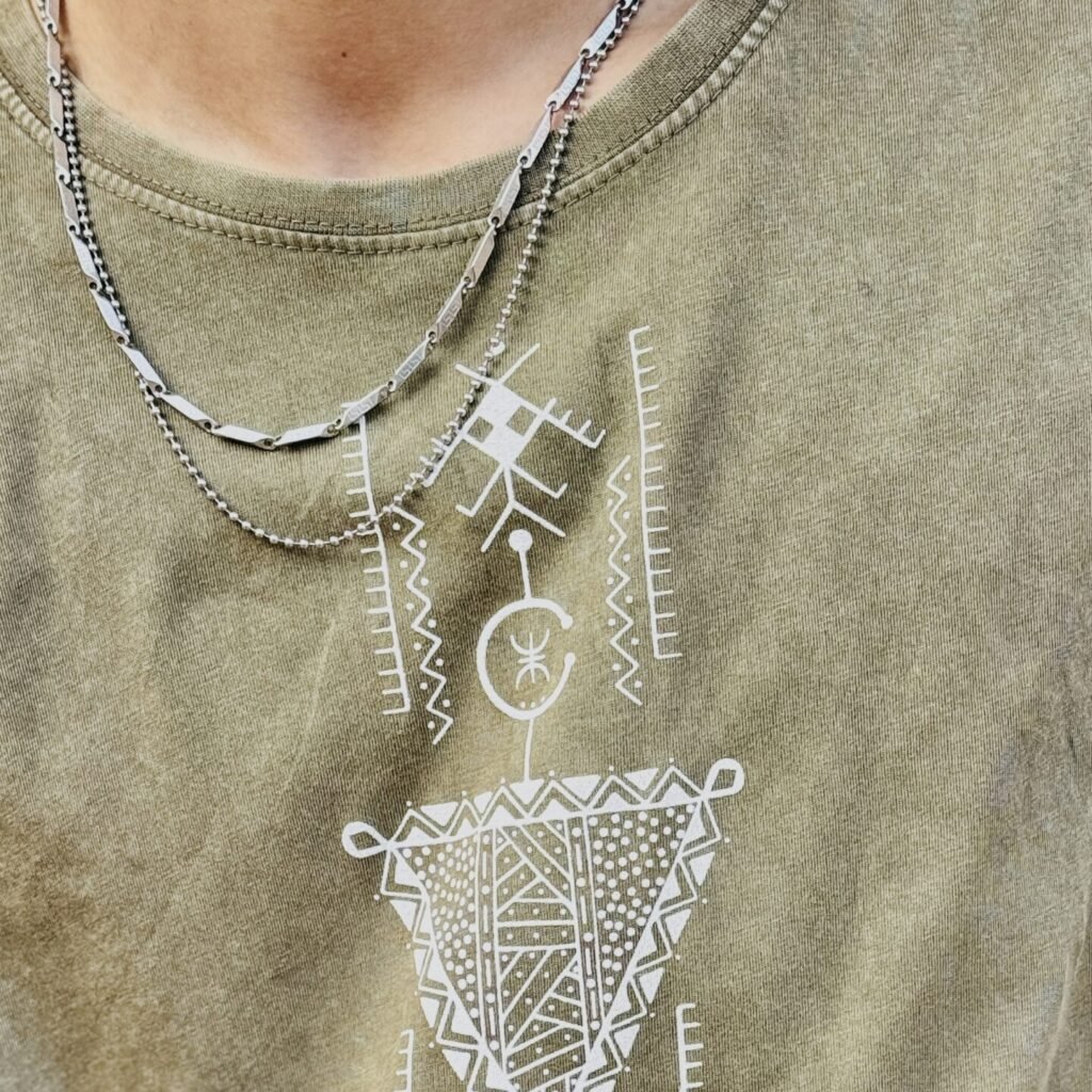 Moroccan heritage T-shirt featuring a distinctive cultural-inspired graphic design