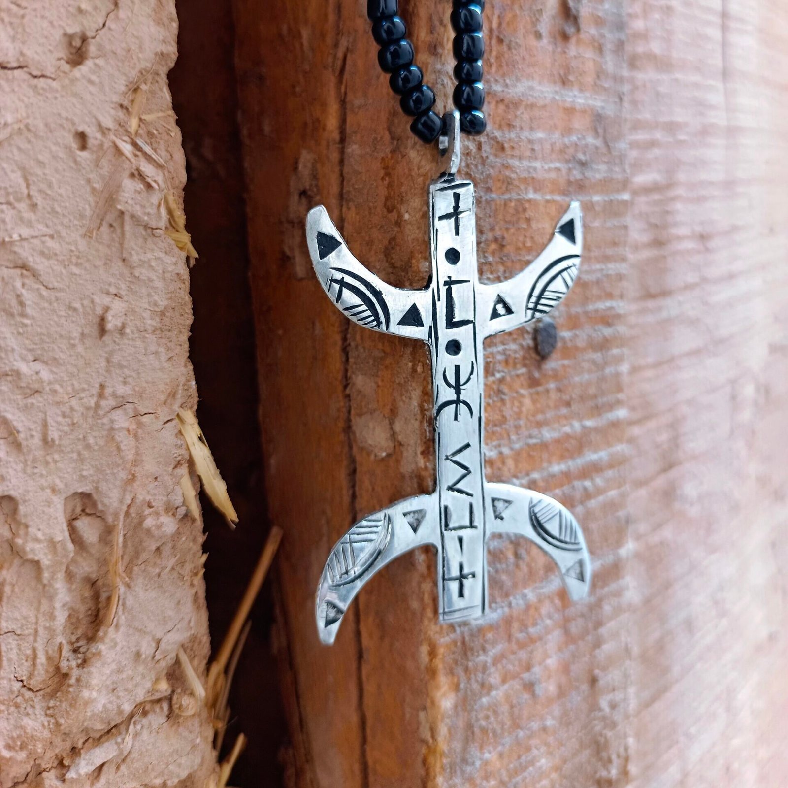 Amazigh-inspired accessory with geometric Tifinagh details and Moroccan artistic character